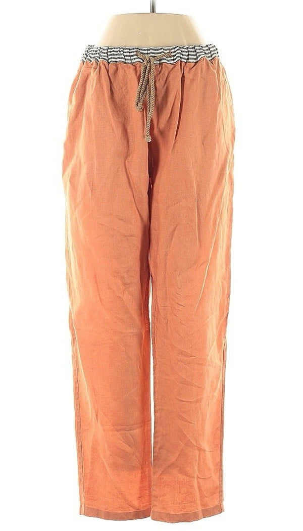 The Salting Women’s Straight Leg Linen Pants – Orange – Size Small (0)