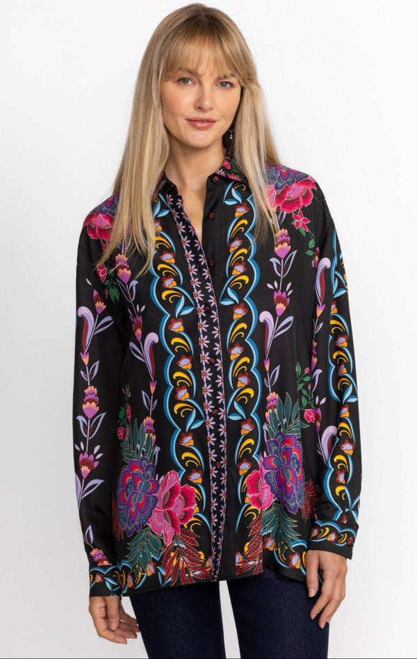 Johnny Was Women's Silk Blend Rosalynda Printed Button Down Shirt – Floral – XS