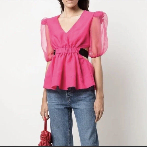 Cynthia Rowley Gracie Organza Top Women's Pink S