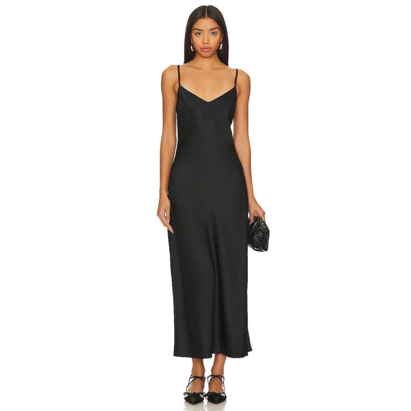 NWT Sanctuary Women’s Black Satin Maxi Slip Dress Size Large