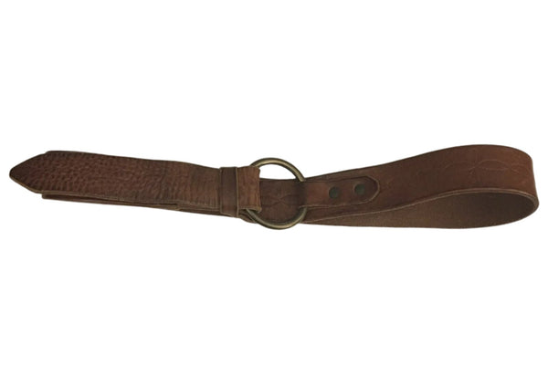 VTG Ralph Lauren Women's Brown Leather O-Ring Equestrian Western Belt (1.5” Wide, Size Medium)