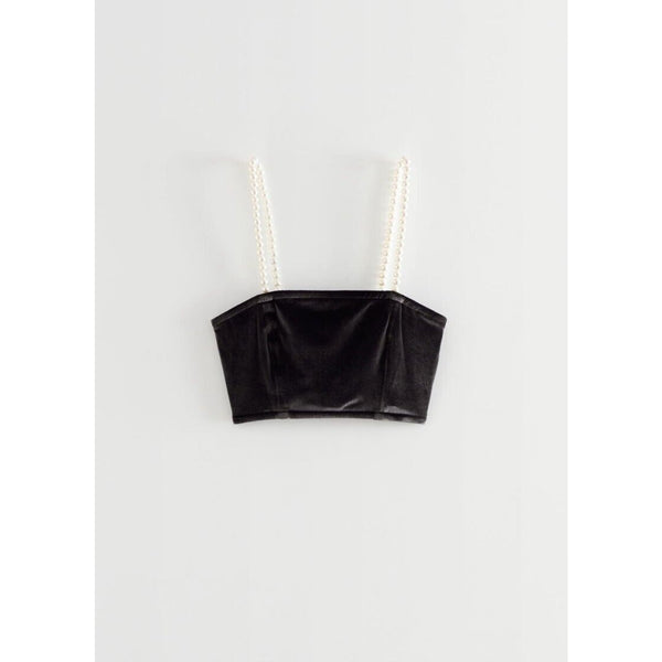 Paris Atelier & other stories Removable Pearl Strap Bustier Crop Top US 8 🔥