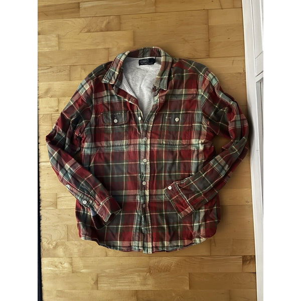 VTG Polo Ralph Lauren Men’s Red Green Plaid Flannel Lined Shirt Outdoor Large