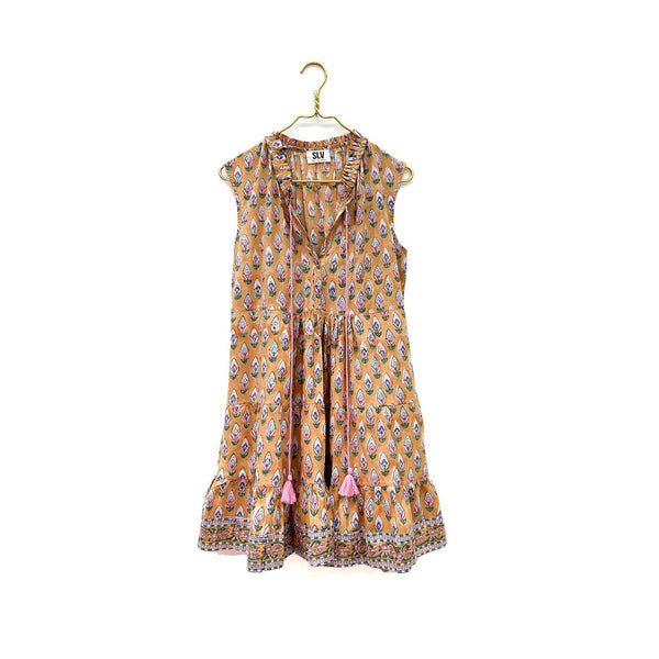 Sur La Vague Women's Cap Sleeve Mini Tulip Print Dress, Pink, Size 10