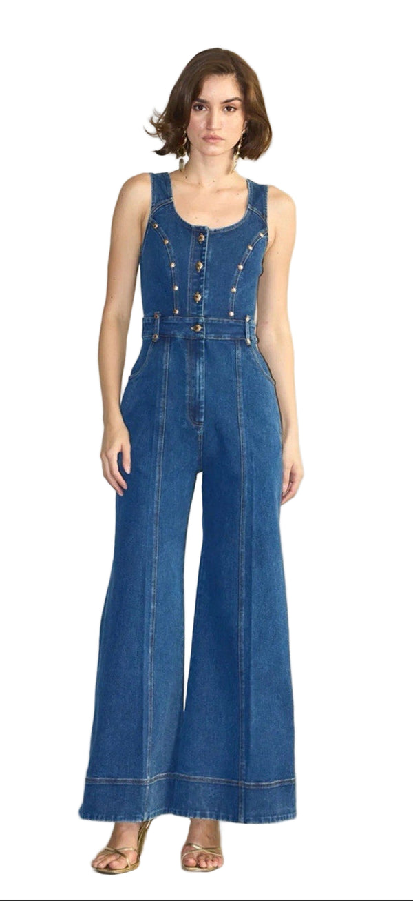 NWT Ani Women’s Sleeveless Denim Jumpsuit – Size Small