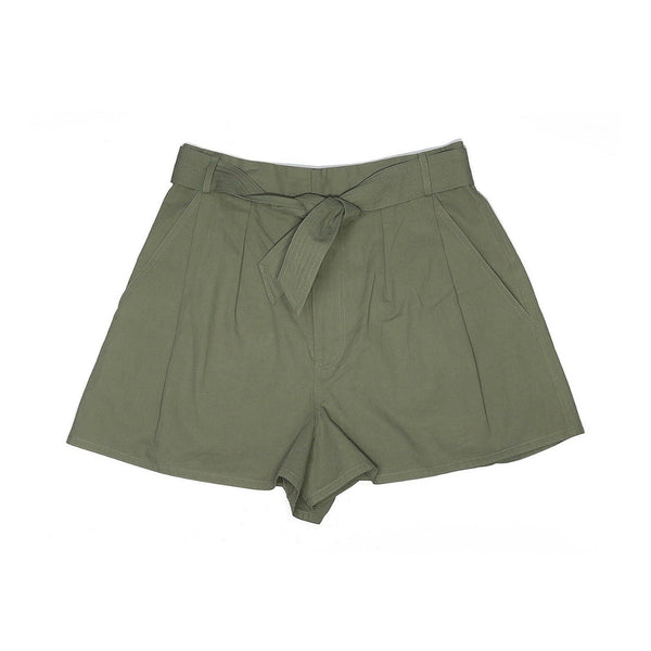 NWOT Hunter Bell Women’s Green Paperbag High Waist Cotton Tie Shorts Size 8