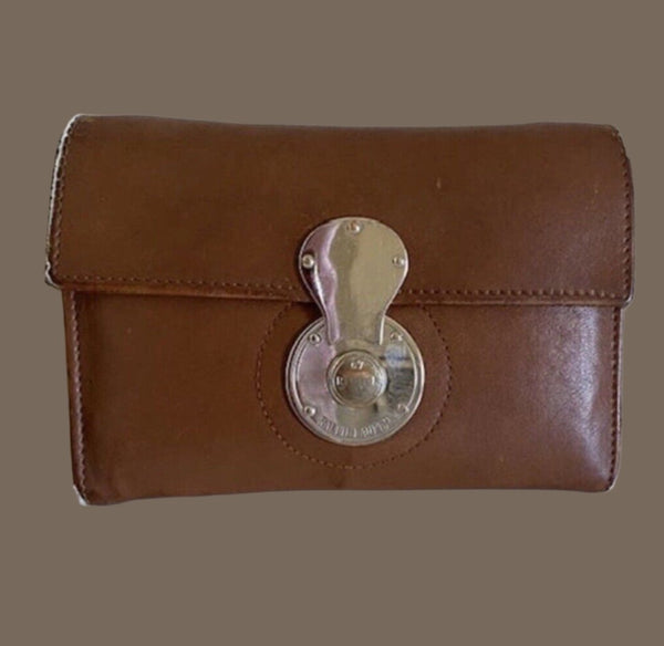 Ralph Lauren Ricky Silver Tone Hardware Wallet Soft Brown Cognac LOVED