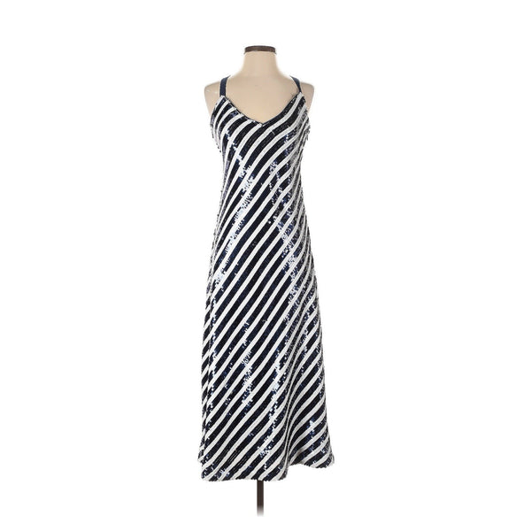 J.Crew Women's Collection Gwyneth Sequin Stripe Slip Dress – Navy & White, Size 6