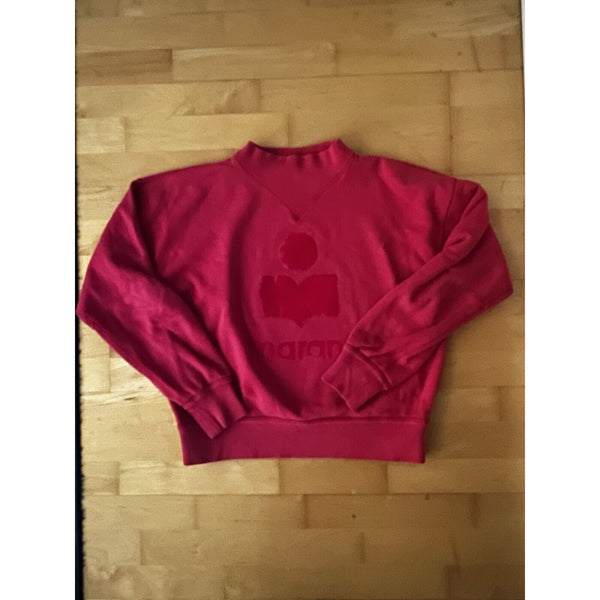 Isabel Marant Pink Red Mockneck Crewneck Velvet Logo 36 US 4