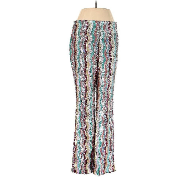 Free People Women's Dance Again Sequin Rainbow High-Waist Pants - Size 6