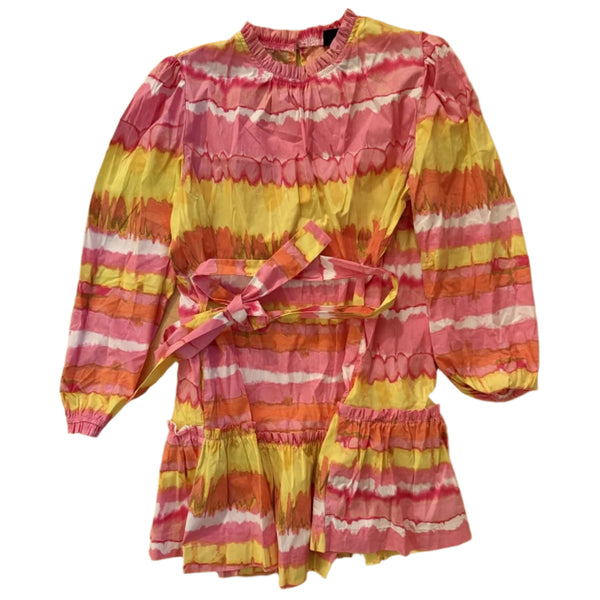 Scoop NYC Women's Pink/Yellow Tie-Dye Collared Buttoned Shirt Dress, Size Medium (8-10)