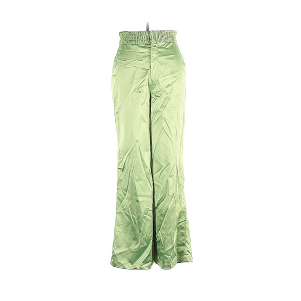 ALIÉTTE Women's Green Neon Chartreuse High-Waist Wide-Leg Pants - Size 6