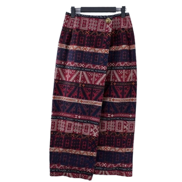 VTG CAMBRIDGE DRY GOODS Wrap Maxi Skirt cowboy Aztec western print 6