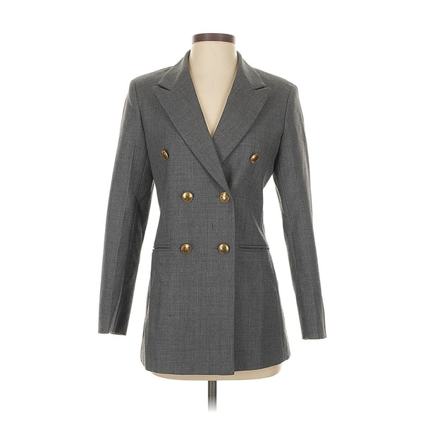 NWOT Sandro Women’s Ambrose Double-Breasted Grey Blazer with Gold Buttons | Size 36 (US 4)