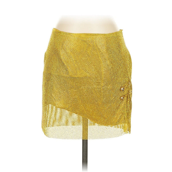 NWT Meshki Women’s Gold Glomesh Metallic Mesh Mini Skirt Size Small