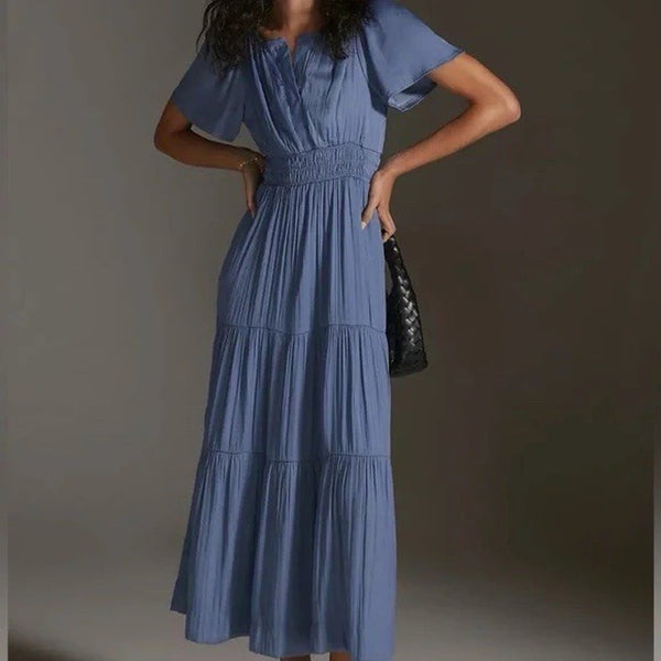 anthropologie blue maxi dress Somerset Satin medium