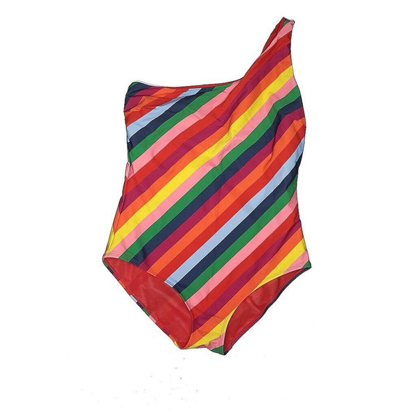 Stylest Dreamsculpt One Shoulder Rainbow Stripe One Piece Swimsuit M