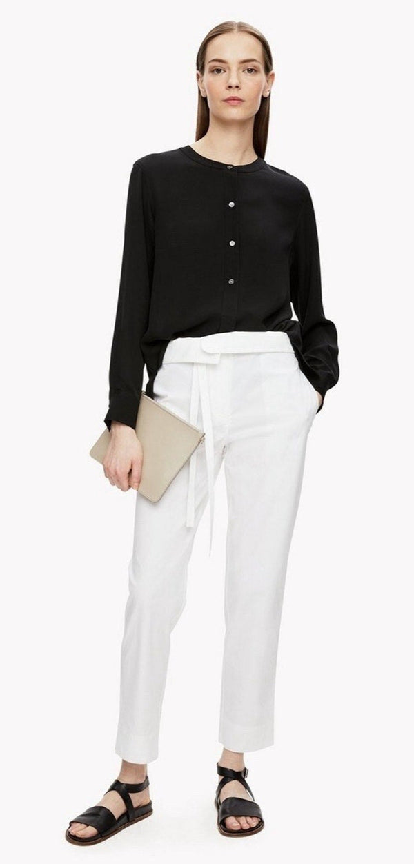 Theory Women's Liden Lamb Leather Pouch Clutch – Light Grey – Minimalist Transformer