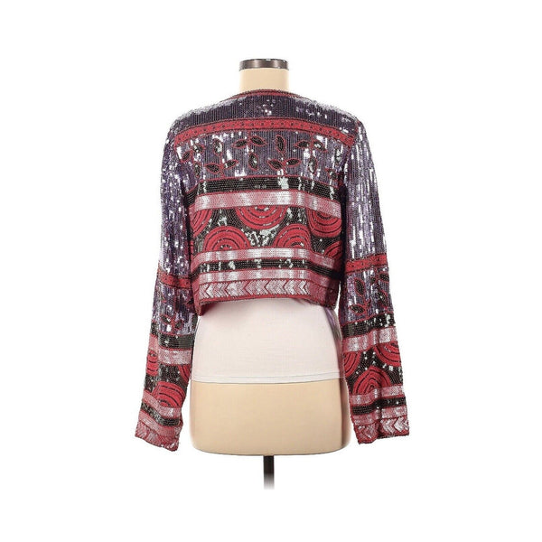 Nasty Gal Women's Red & Purple Sequin Cropped Jacket – Size 8