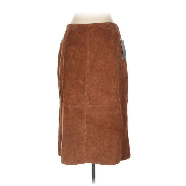 VTG John Paul Richard uniform tan brown Washable suede Midi skirt 10