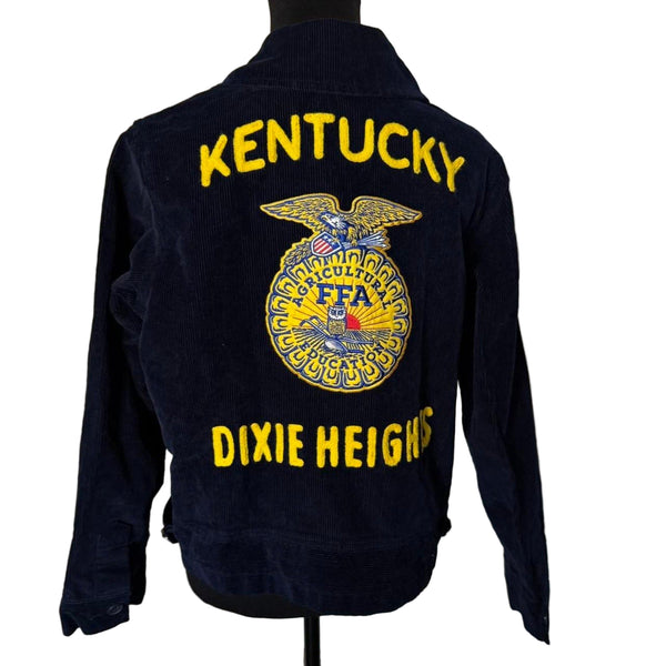 VTG 90s Navy Blue Corduroy FFA Dixie Heights Kentucky Embroidered Jacket Men’s 40