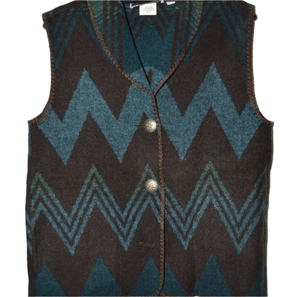 VTG Rhonda Stark Women's Aztec Navajo Western Button-Down Sweater Vest - Medium