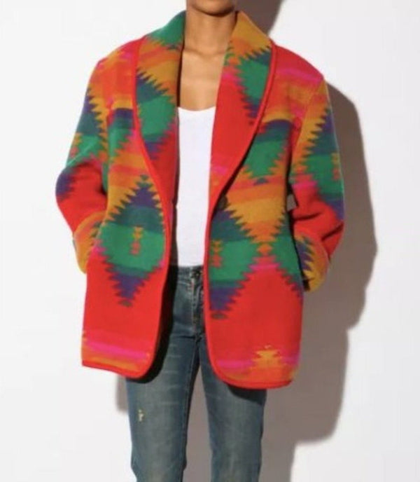 Vintage Jofeld Women's Fleece Coat - Aztec Southwestern Print - Medium