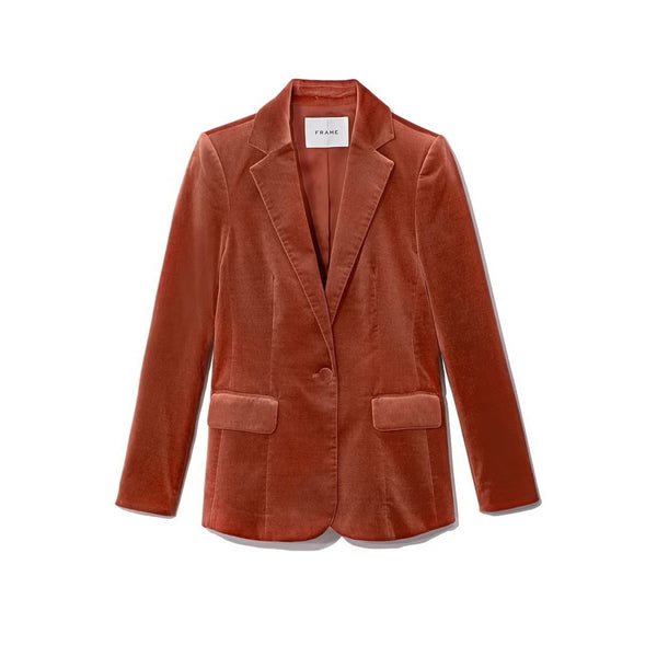 Frame Women’s Classic Velvet Blazer – Spice Pink, Size 8