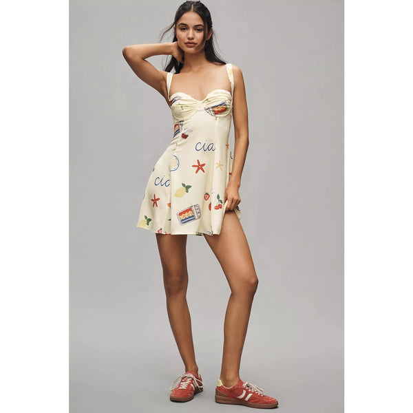 For Love & Lemons Ciao Underwire Slip Mini Dress Yellow NWT Anthropologie XL