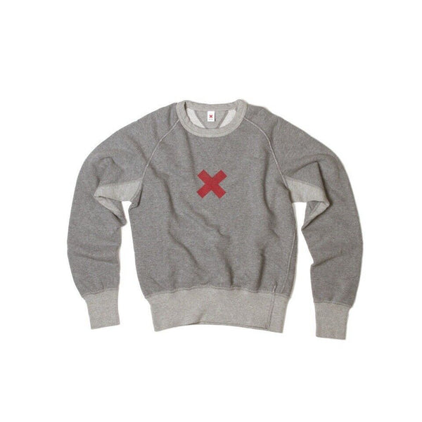 Best Made Women's Co Grey Crewneck Sweatshirt, Red X Design, XS