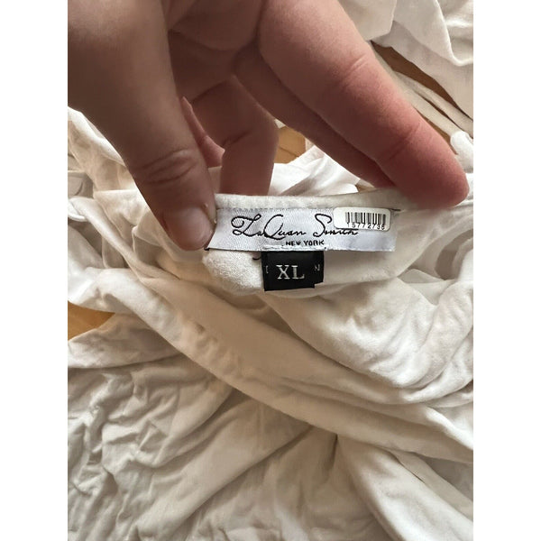 Laquan Smith Women's Ruched Mini One Shoulder Dress Cut Outs White XL