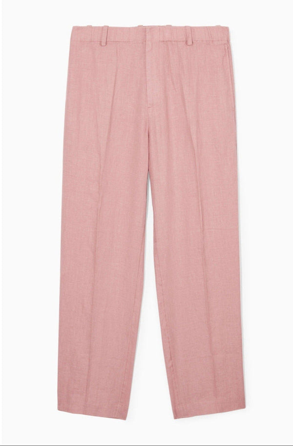 COS Women's Pink Linen Straight Leg Trousers Size 30R