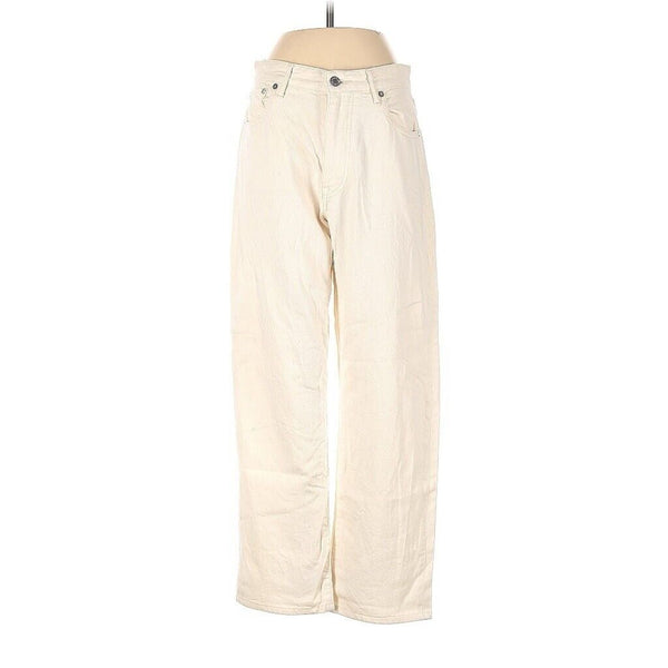 Urvin Women's Japan Cream White Wide Leg Jeans, 26x27 - High-Quality, Elegant Fit