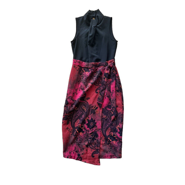 Closet London Mockneck Sleeveless Black Rose Floral Red Print Pencil Shift 4