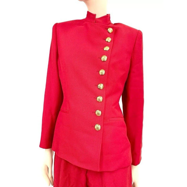 VTG Lauren Ralph Lauren Women’s Red Wool Gold Button Military Equestrian Riding Jacket Size 8