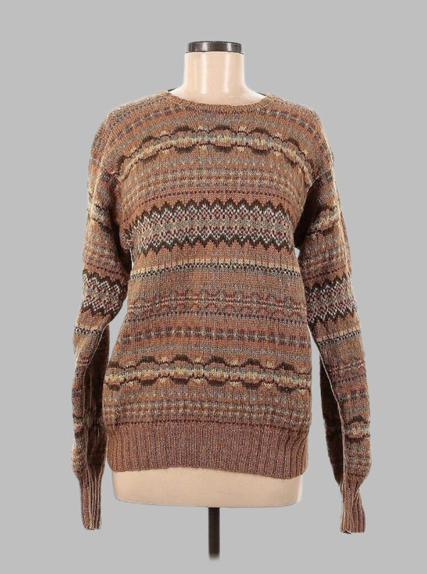 VTG Polo Ralph Lauren Women's Tan Aztec Wool Alpaca Sweater, Size Medium