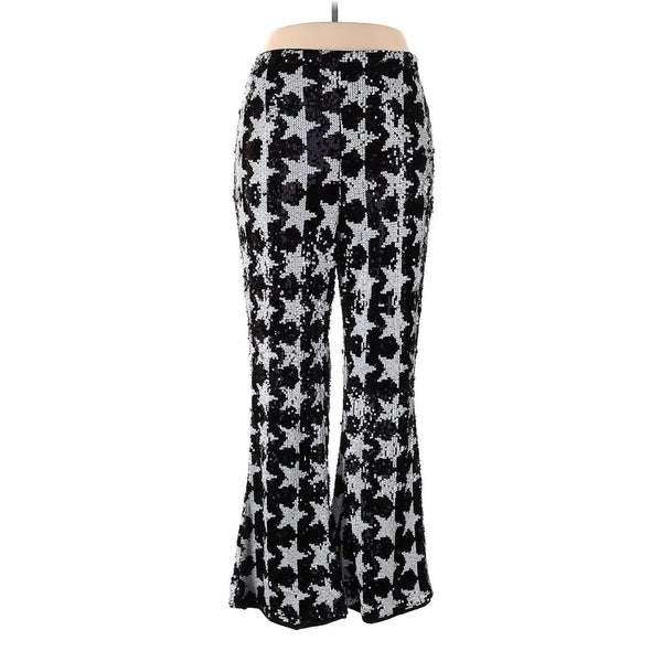 Nasty Gal Women's Star Sequin Pants - Black & White Retro Flare Wide Leg - Size 14