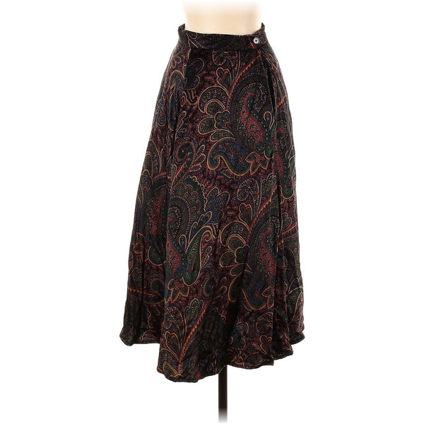 VTG Ralph Lauren Purple Label Paisley Print Silk Velvet Midi Circle Skirt 4