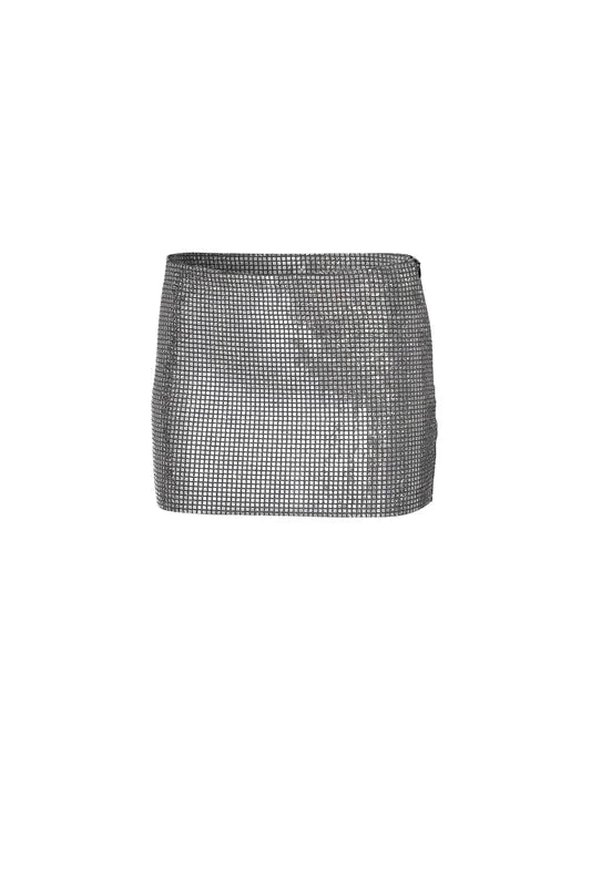 NWT Dodo Bar Or Women's Lina Mini Skirt - Silver Disco, Size US 4