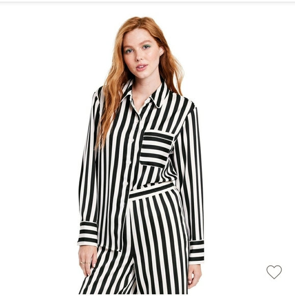 La Ligne x Target Women's Striped Button Front Blouse - Black/White, Size Medium