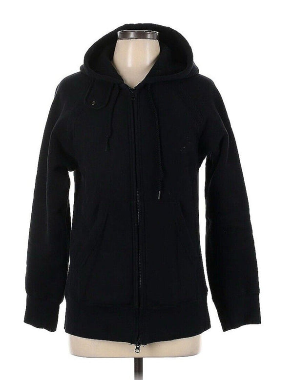 Engineered Garments Women's Raglan Zip Hoodie 20oz Fleece - Black Lame Line - Size Large