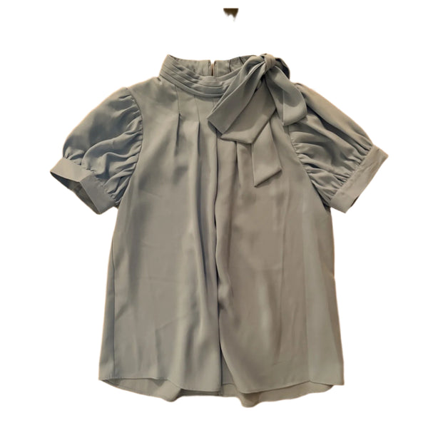 NWT Garcia Women's Blue Now Blouse Puff Sleeve Silky Large