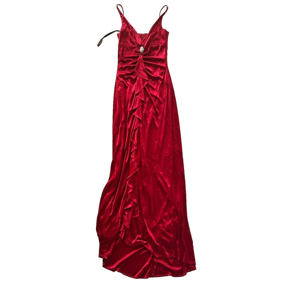 Y2K 9Masquerade Red Maxi long Silver Jewel Crystal party Dress 3/4