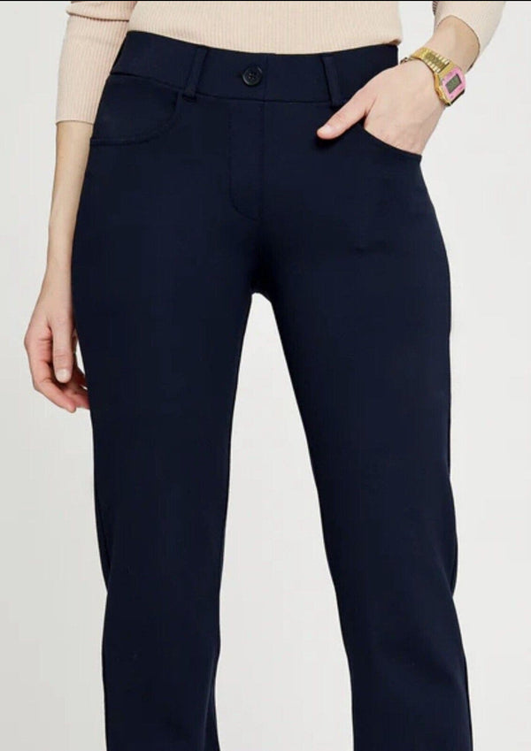 Betabrand Navy Blue Classic Straight Dress Pant Yoga Pants Size M