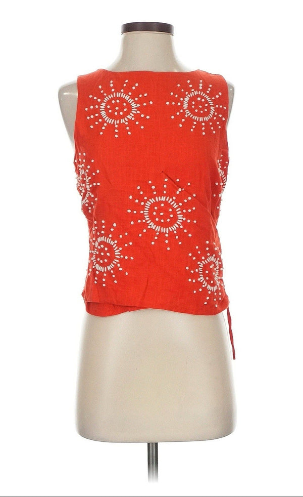 NWT Ciebon Women's  Red Beaded Sleeveless Tank Small