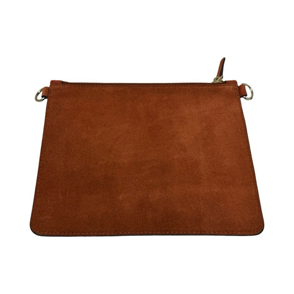 Theory Women's Liden Leather Pouch Clutch – Cognac Burnt Orange – Minimalist Transformer