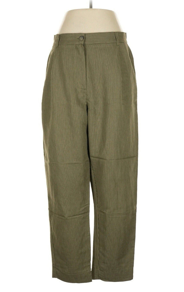 Humility Women’s High-Waist Pinstripe Trousers – Green Grey, Size 40 (US 8)