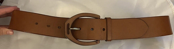 Ralph Lauren Men's Collection Brown Leather Cognac Western Equestrian Belt, Medium