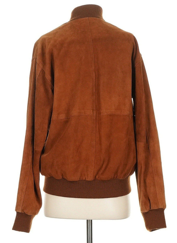Made In Argentina Women's Brown Suede Leather SOFT Bomber Jacket Pockets Small