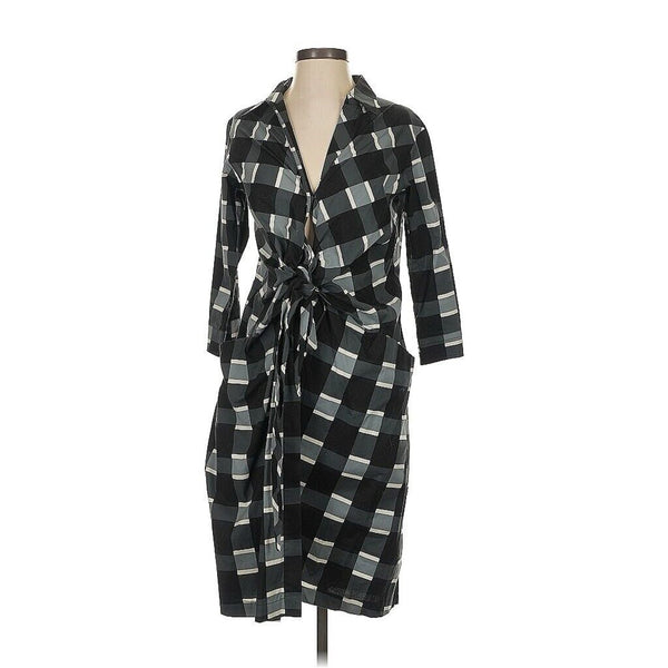 Anthropologie Women's SSUNG Plaid Wrap Dress Size 4